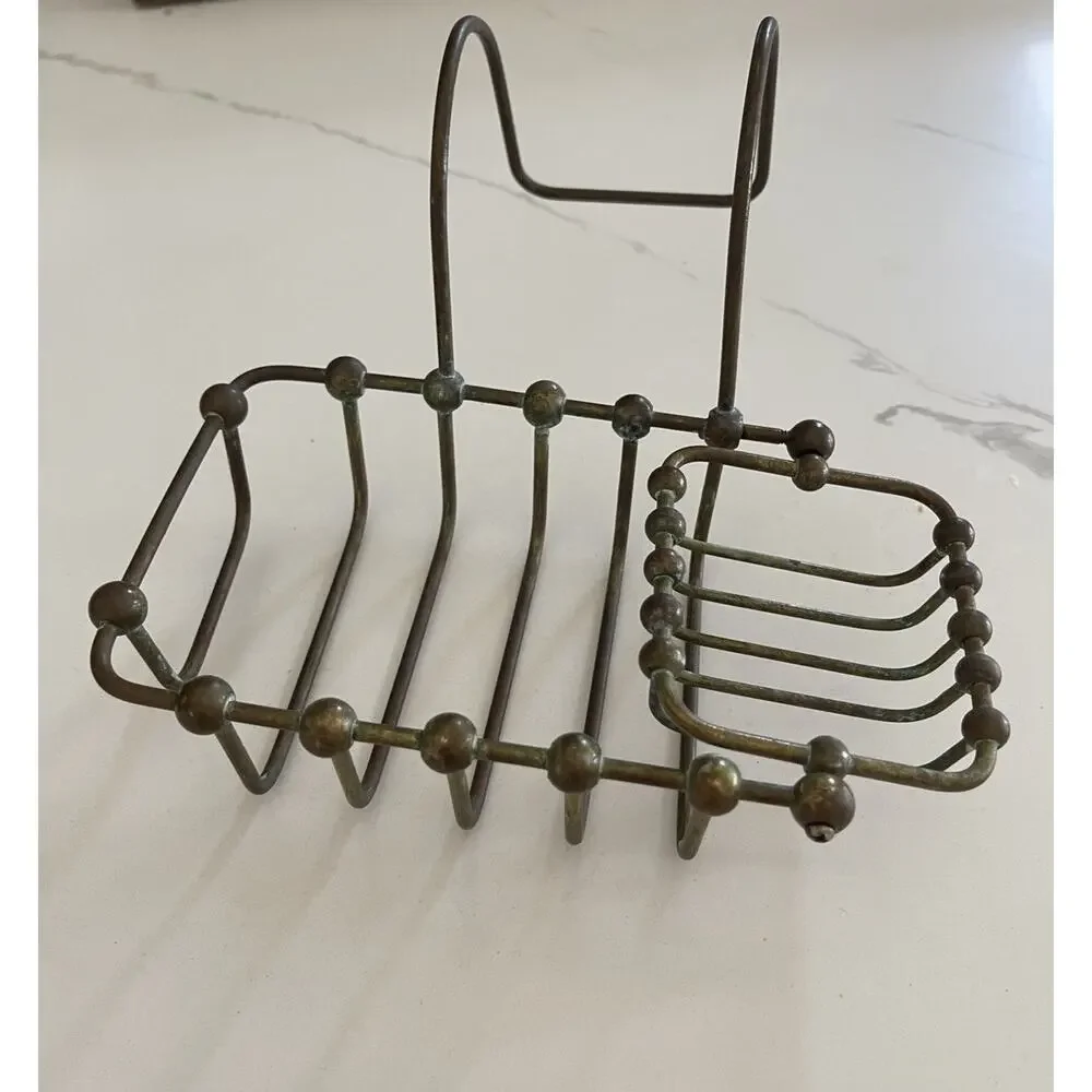 Vintage Brass Soap and Sponge Holder for 7' Clawfoot Tubs Patina Brass Finish